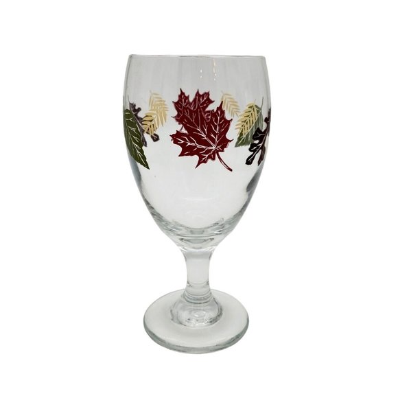 Maple Leaf Autumn Water Goblet 14oz Stemware #CC04 Wine Glass Thanksgiving Repla - Picture 1 of 6